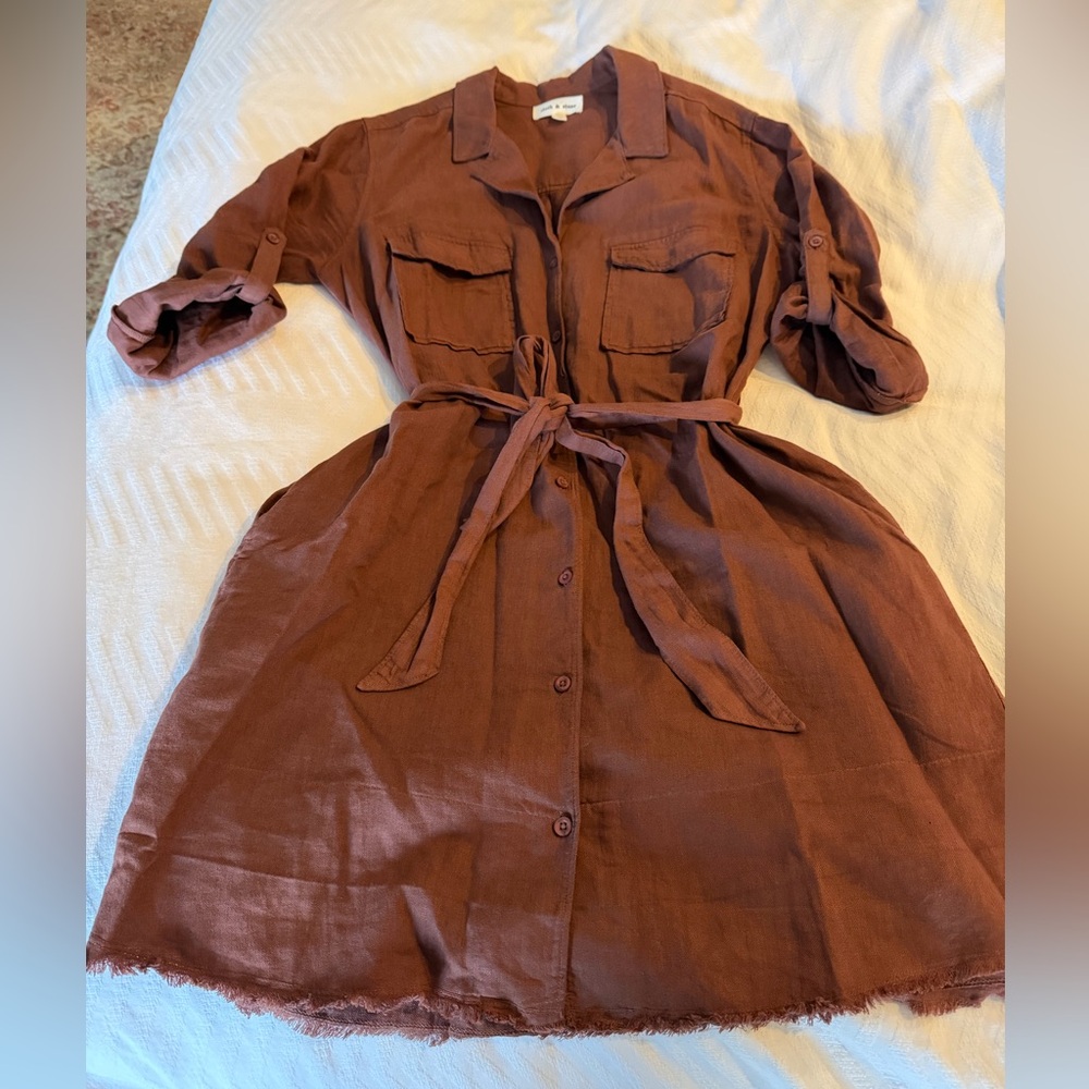 Cloth & Stone Terracotta Long Sleeve Dress